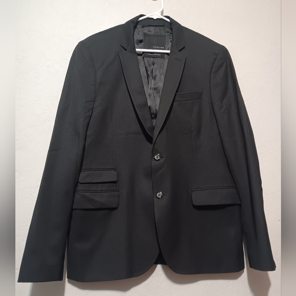 ZARA BLACK TAG by Zara Man Blazer Jacket Black Sz46 Slim Suit Two Button - Picture 13 of 13